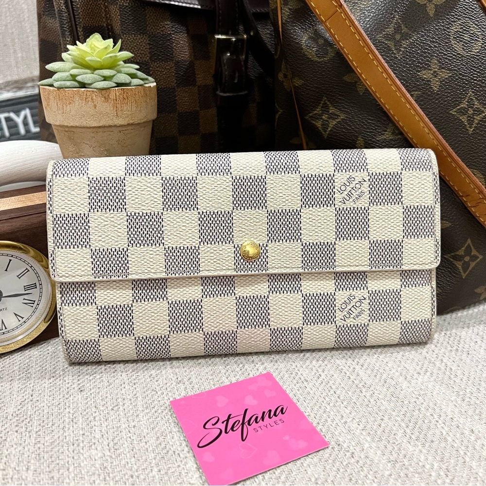 Louis Vuitton Portefeiulle Sarah Damier Azur Long BiFold Wallet